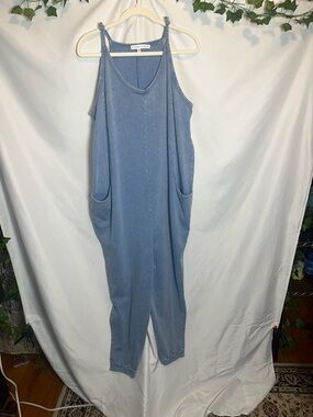 Sincerely Jules Light Blue Washed Tank jumpsuit with Adjustable Ties
